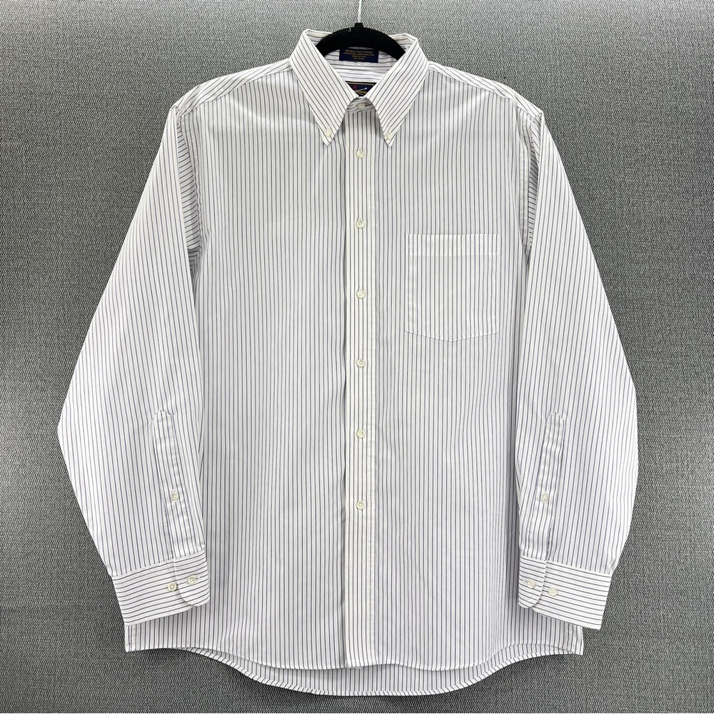 Vintage The Arrow Comp. Wrinkle Free Pinpoint Mens Striped Button-Down Shirt‎ 16